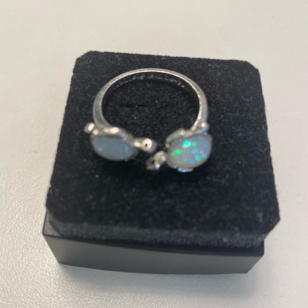 New Silver Turtle Opal Adjustable Ring - Engraved… - image 5